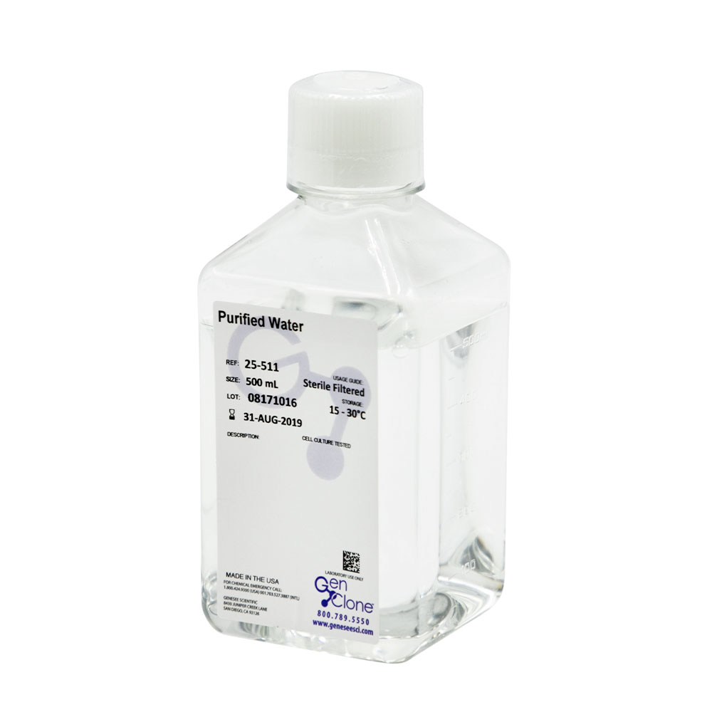 Cell Culture Grade Water, Sterile Filtered, 6 x 500ml - Click Image to Close